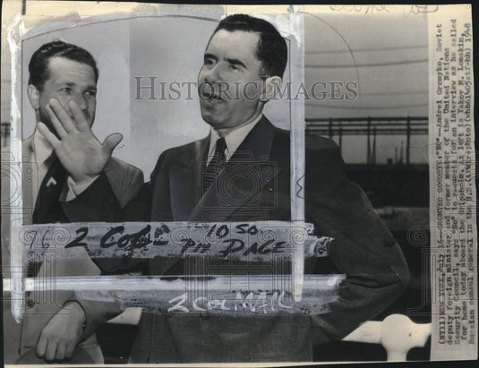 1948 Press Photo Russian Diplomat Andrei Gromyko & Yakov Lomakin interviewed, NY