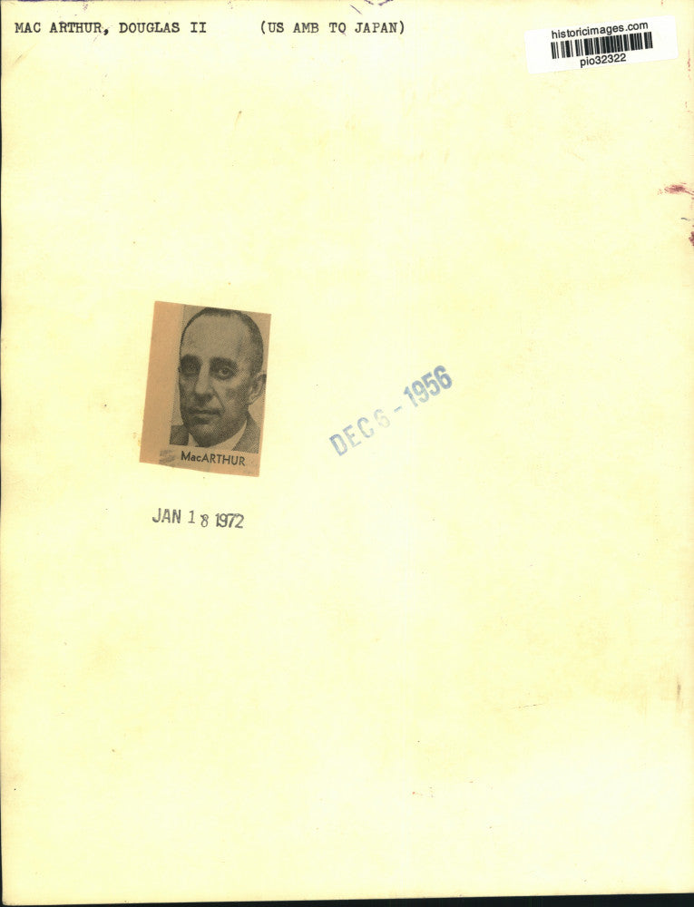 1956 Press Photo United States Ambassador to Japan Douglas MacArthur II in DC