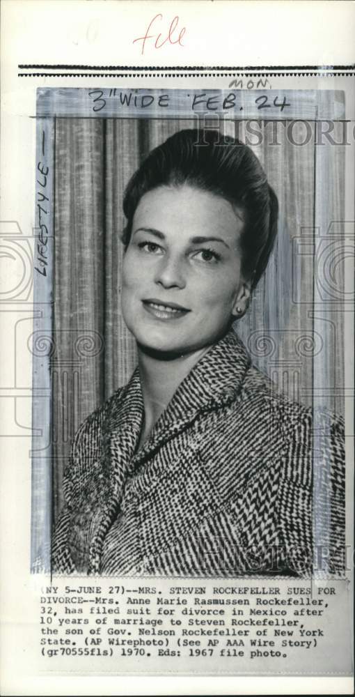 1967 Press Photo Anne Marie Rockefeller before divorce with husband Steven- Historic Images