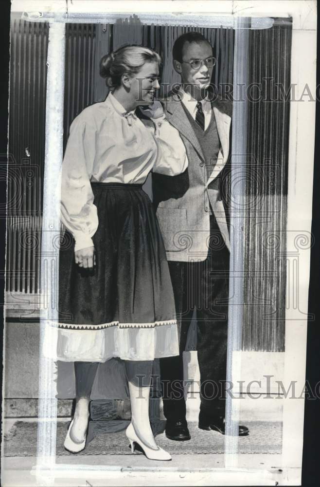 Load image into Gallery viewer, 1959 Press Photo Steven Rockefeller &amp; fiancee Anne Marie Rasmussen in Norway
