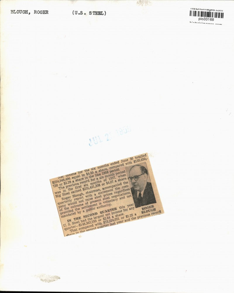 1959 Press Photo Roger Blough of U.S. Steel Corp. at New York Press Conference