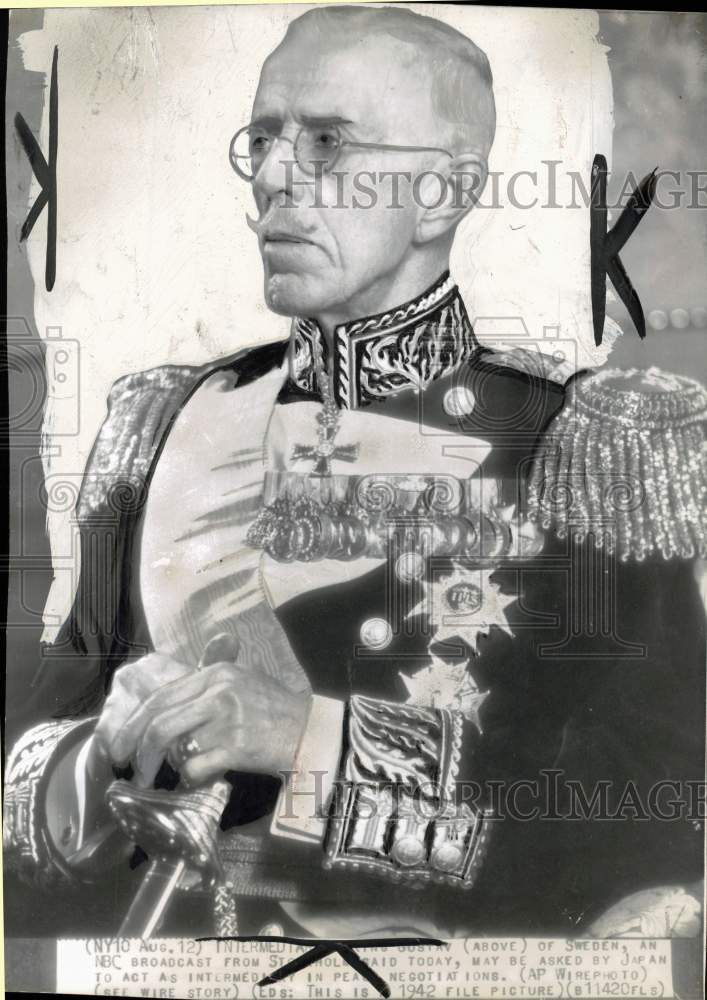 1942 Press Photo King Gustav V of Sweden - pio33206