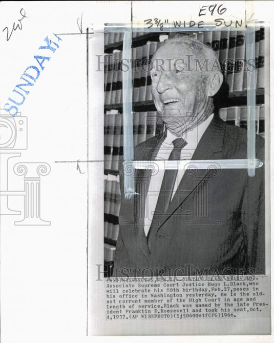1966 Press Photo Associate Supreme Court Justice Hugo L. Black in Washington
