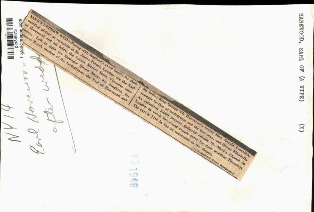 1948 Press Photo Earl of Harewood & England's Royal Family at St. James Palace