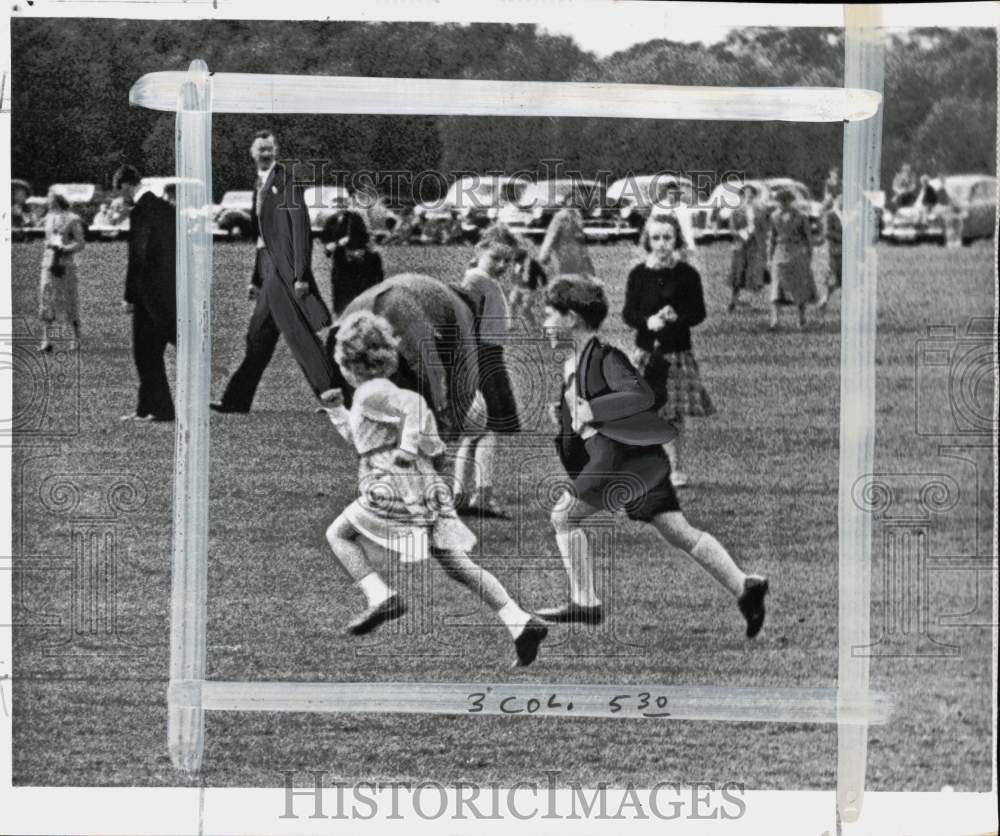 1956 Press Photo Princess Anne &amp; Prince Charles at Great Windsor Park in England- Historic Images