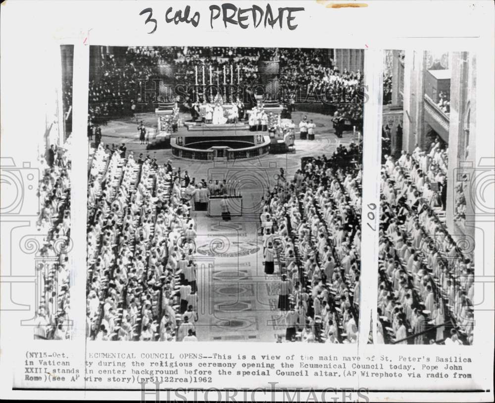 1962 Press Photo Scene during ceremony at St. Peter's Basilica in Vatican City