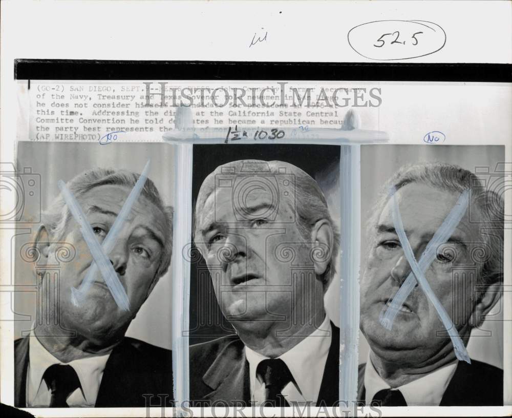 1973 Press Photo Governor John Connally during a press conference in San Diego- Historic Images