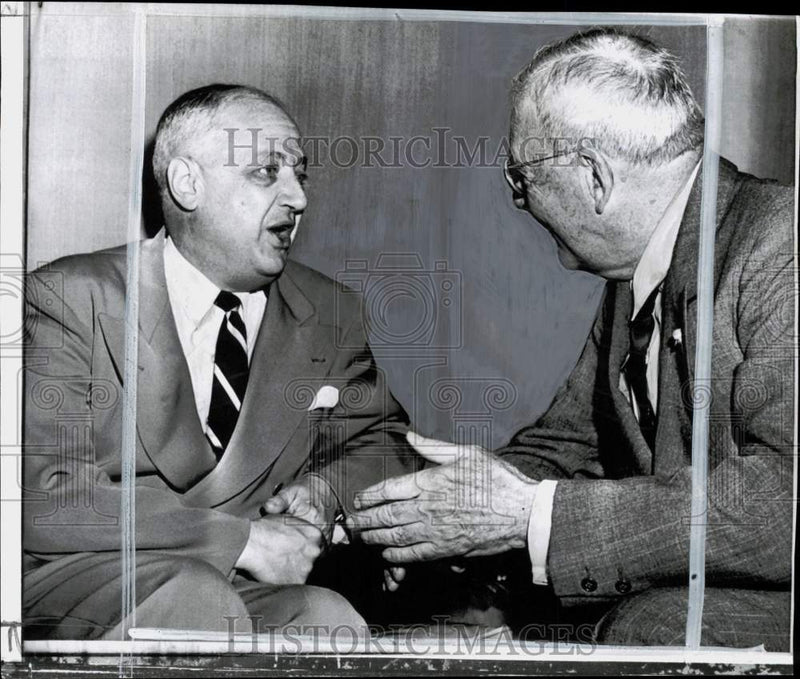Load image into Gallery viewer, 1956 Press Photo Minister Christian Pineau meets John Dulles at State Department
