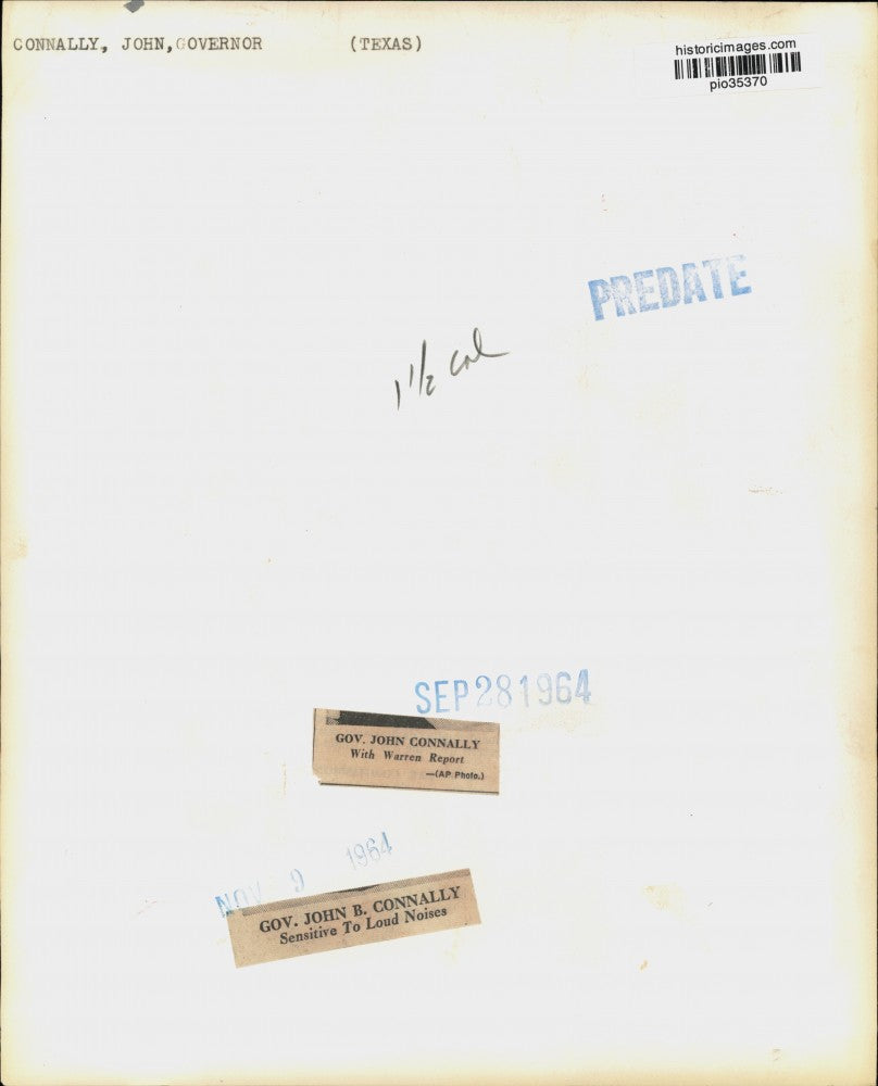 1964 Press Photo Governor John Connally discusses JFK assassination report in TX