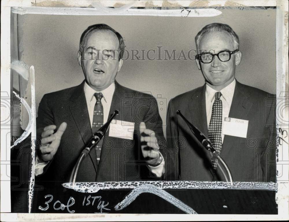 1955 Press Photo Senators Hubert Humphrey & Barry Goldwater debating in NY- Historic Images