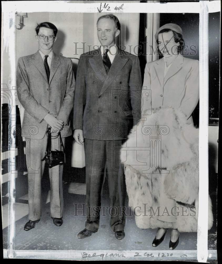 1950 Press Photo Belgium&#39;s Prince Baudouin, King Leopold III &amp; Princess de Rethy- Historic Images