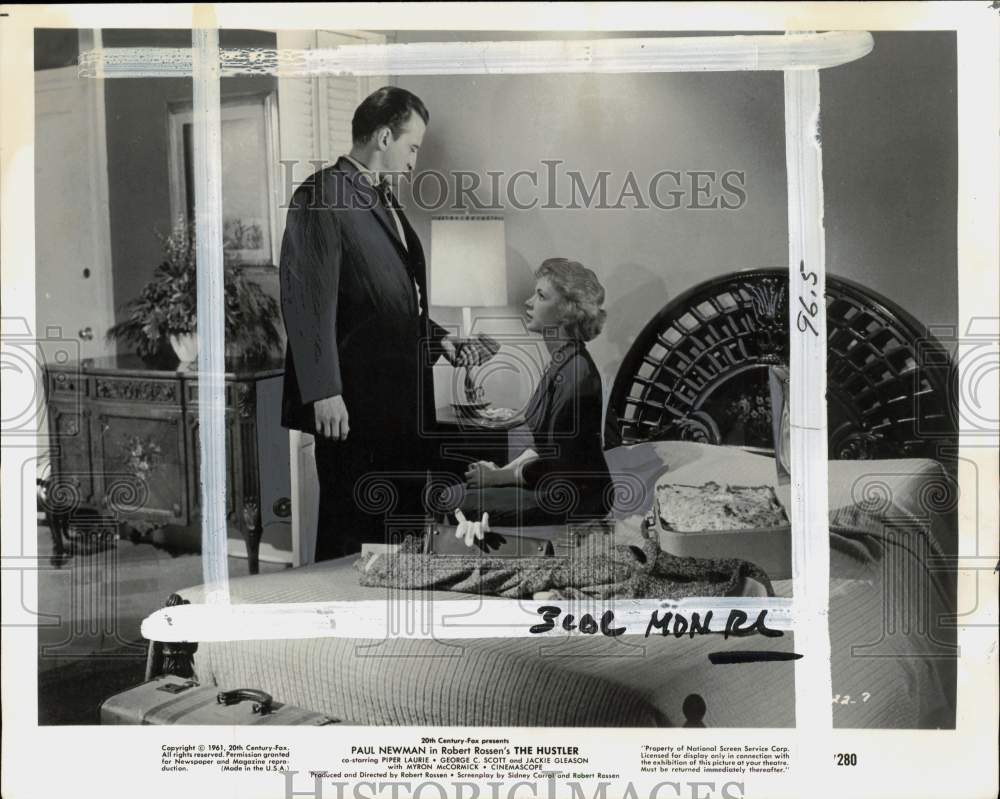 1961 Press Photo Actors George Scott &amp; Piper Laurie star in &quot;The Hustler&quot;- Historic Images