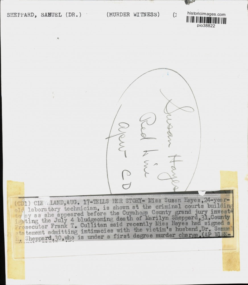 Press Photo Susan Hayes, Witness at Murder Trial of Dr. Samuel H. Sheppard