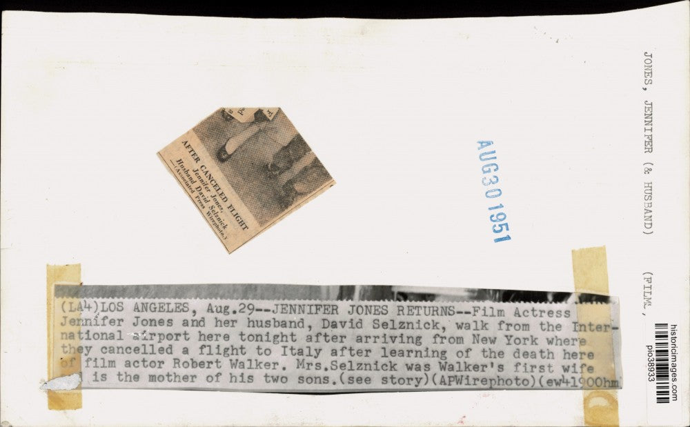 1951 Press Photo Actress Jennifer Jones & Husband David Selznick in Los Angeles