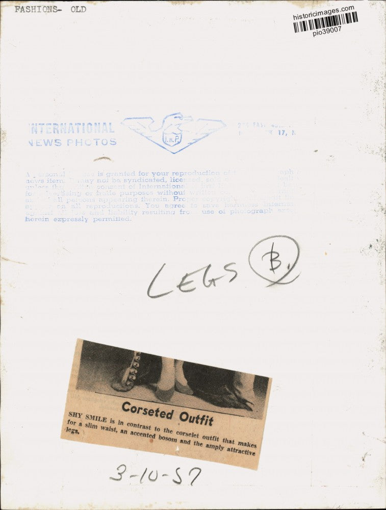 1957 Press Photo Woman wearing a corselet outfit - pio39007