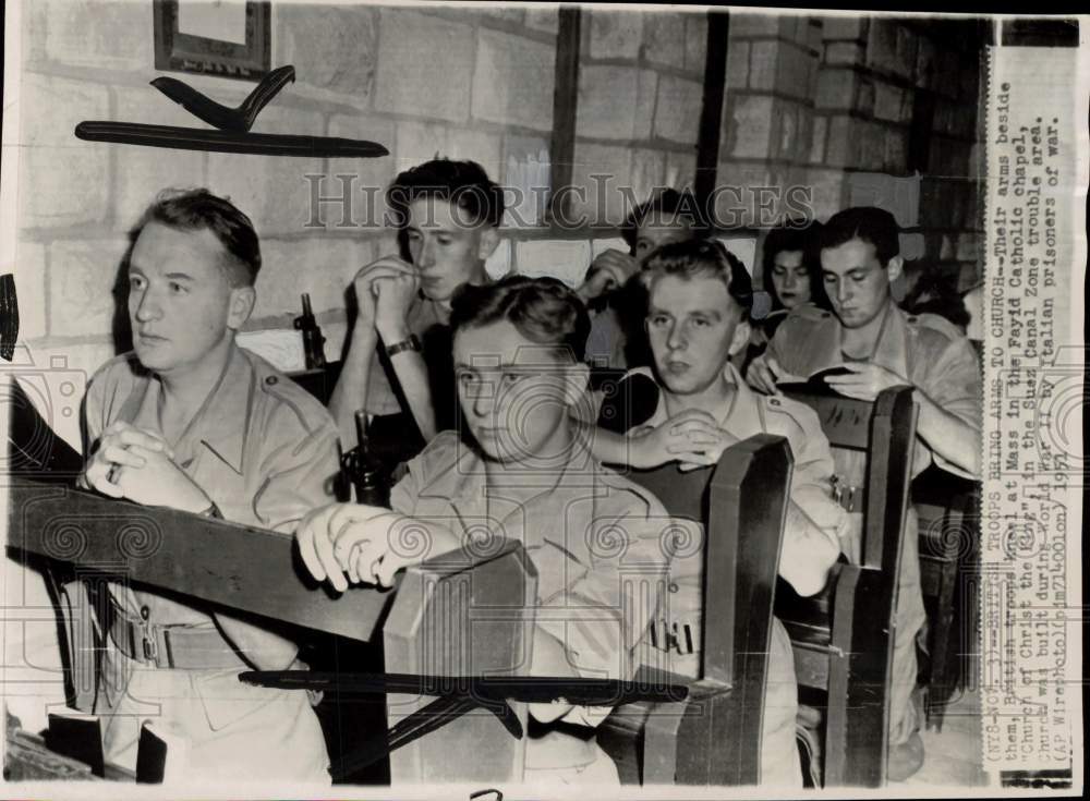 1951 Press Photo British troops during church mass in the Suez Canal Zone