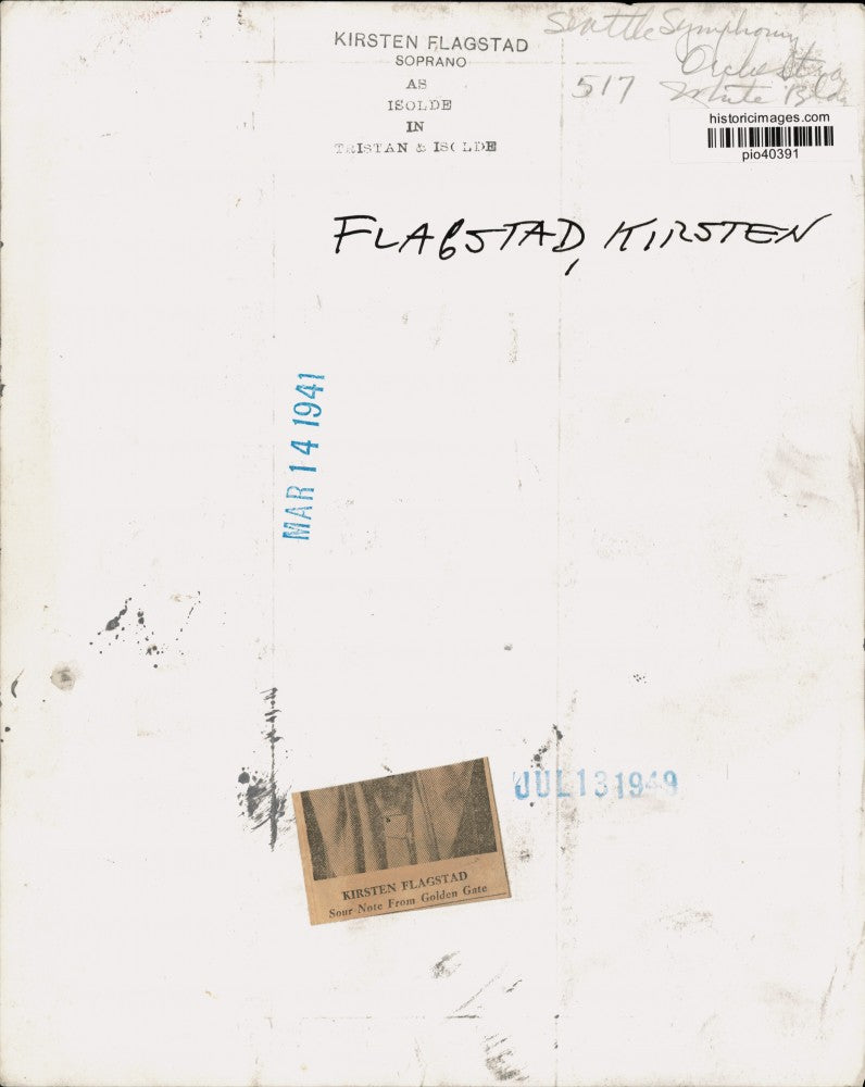 1941 Press Photo Soprano singer Kirsten Flagstad stars in "Tristan & Isolde"