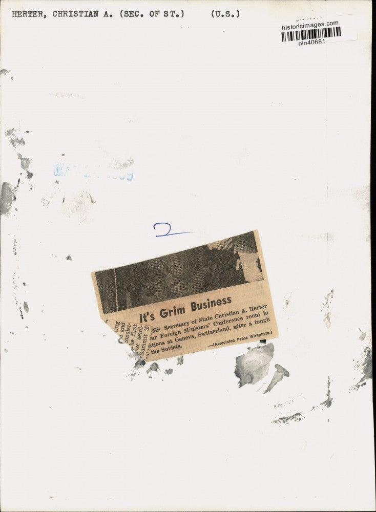 Press Photo State Secretary Christian Herter at a UN conference in Geneva