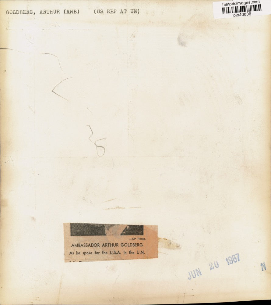 1967 Press Photo United Nations Ambassador to US Arthur Goldberg during meeting