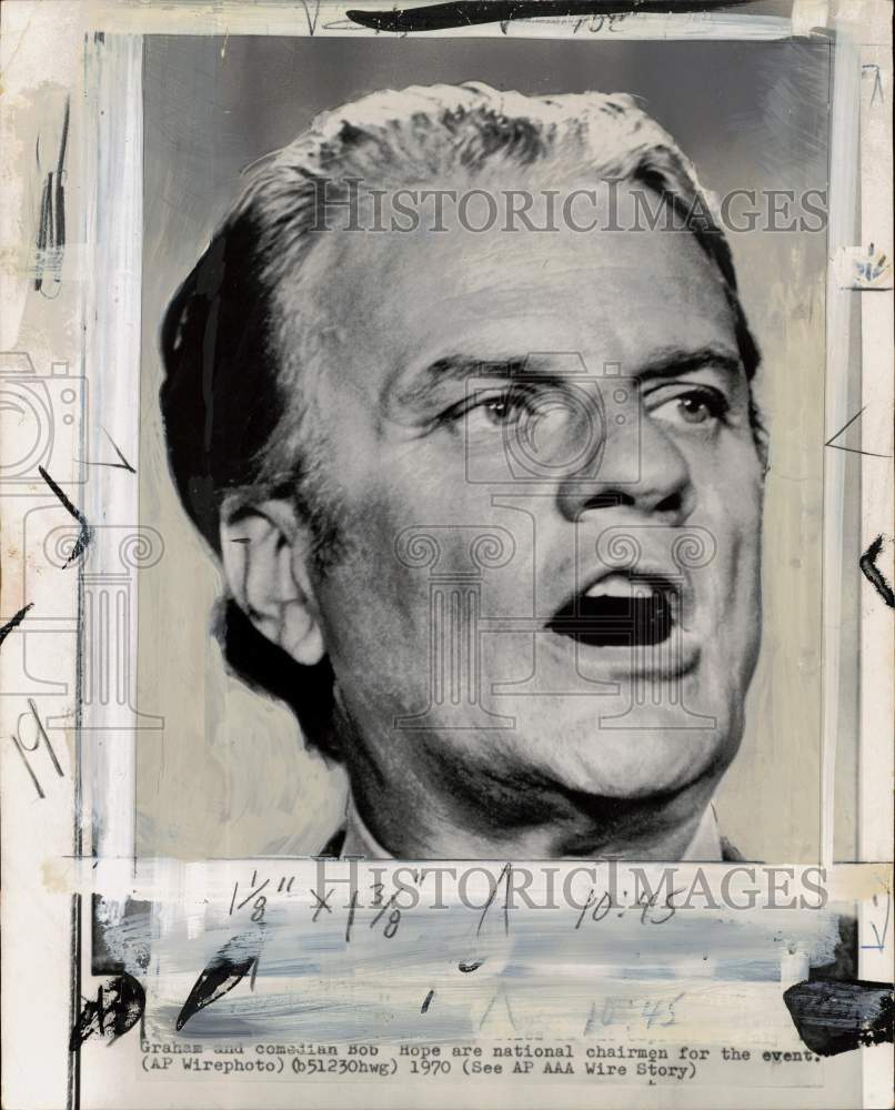 1970 Press Photo Reverend Billy Graham - pio41585