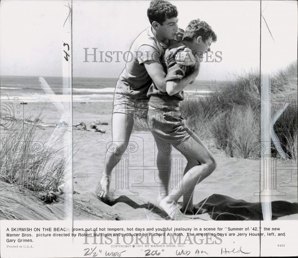 1971 Press Photo Actors Jerry Houser & Gary Grimes star in "Summer of '42"