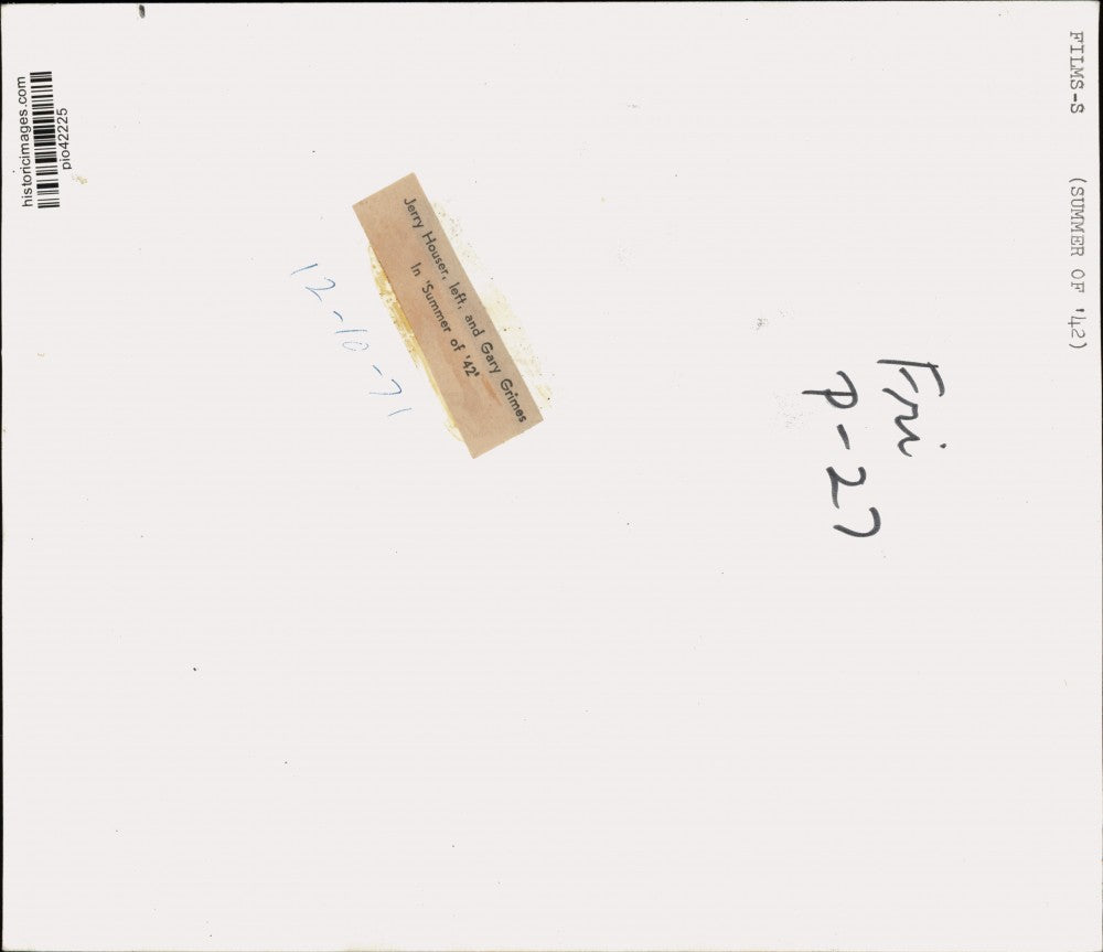 1971 Press Photo Actors Jerry Houser & Gary Grimes star in "Summer of '42"