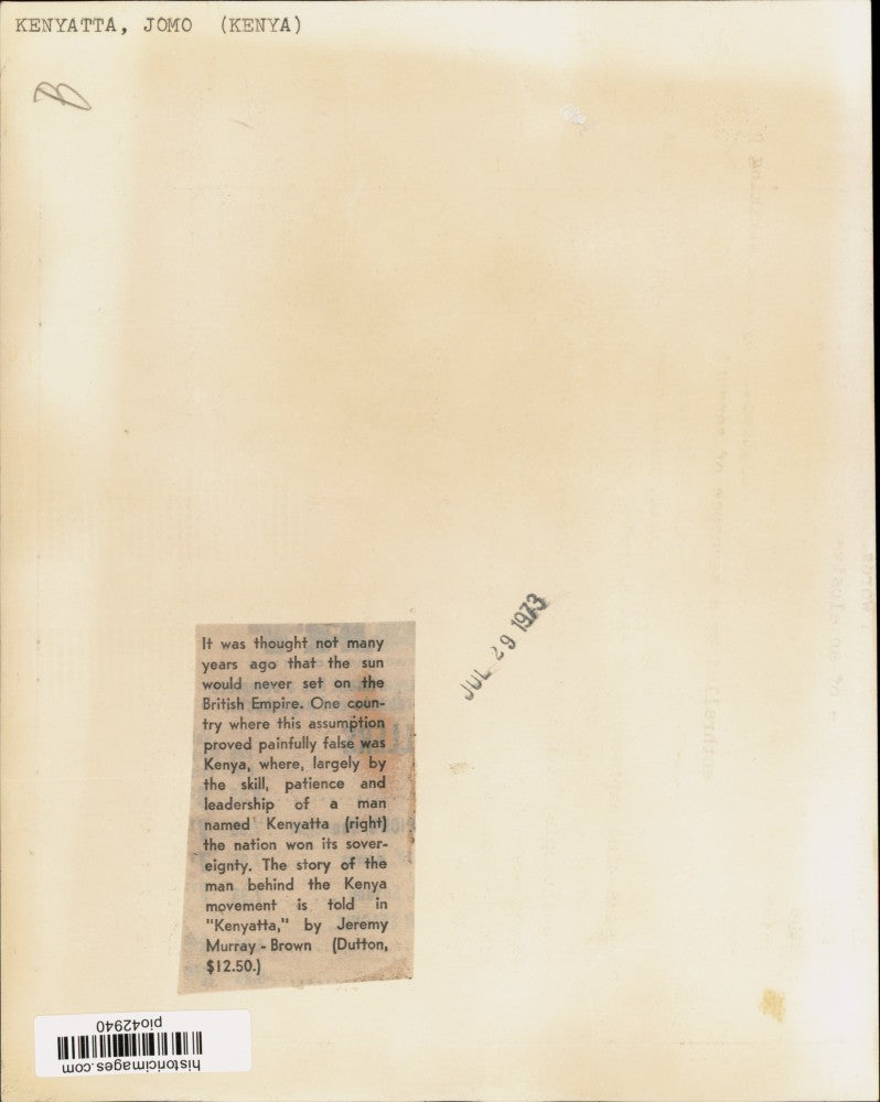 1973 Press Photo Kenyan leader Jomo Kenyatta - pio42940