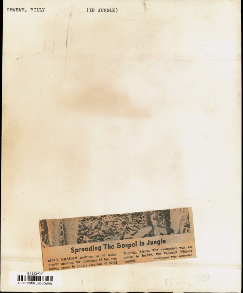 1960 Press Photo Evangelist Billy Graham holds prayer meeting in Nigerian jungle