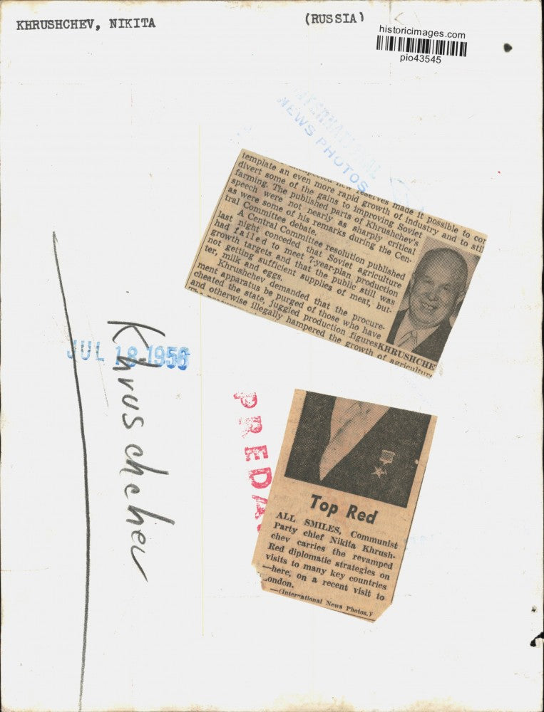 1956 Press Photo Communist Party chief Nikita Khrushchev during his London visit