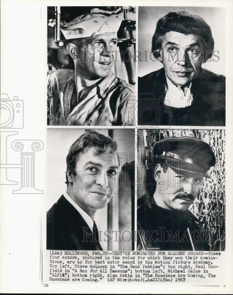 Load image into Gallery viewer, 1967 Press Photo Actor Steve McQueen &amp; others nominated for Academy Oscars
