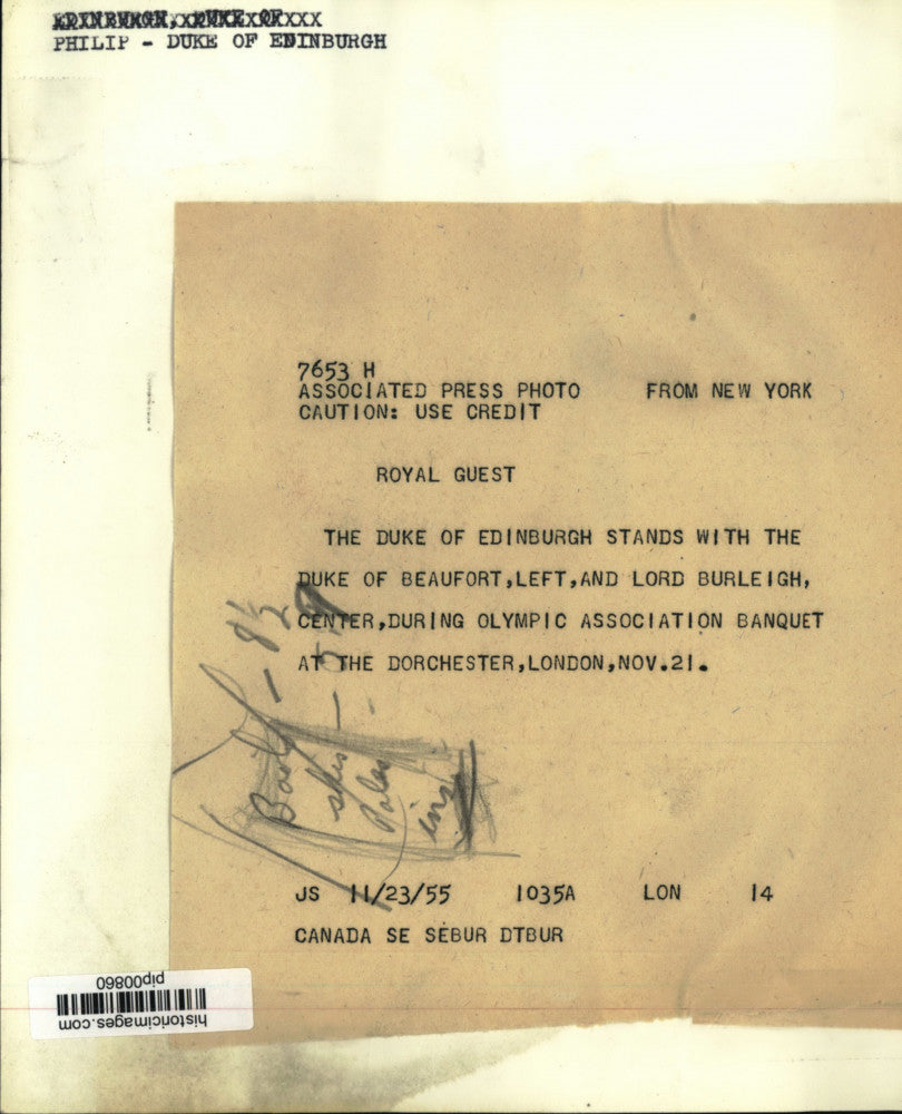 1955 Press Photo Dukes of Edinburgh & Beaufort at Olympic Association Banquet