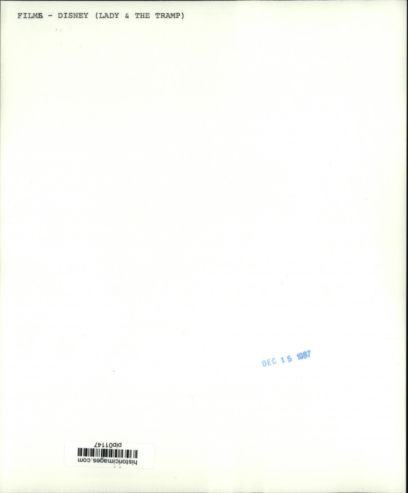 1987 Press Photo Main Cartoon Characters in "Lady & The Tramp" eating spaghetti