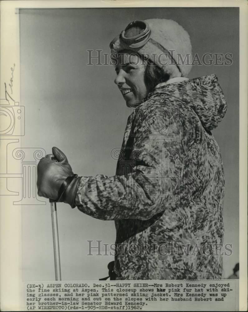 1962 Press Photo Attorney General Robert F. Kennedy wife Ethel, skiing in Aspen- Historic Images