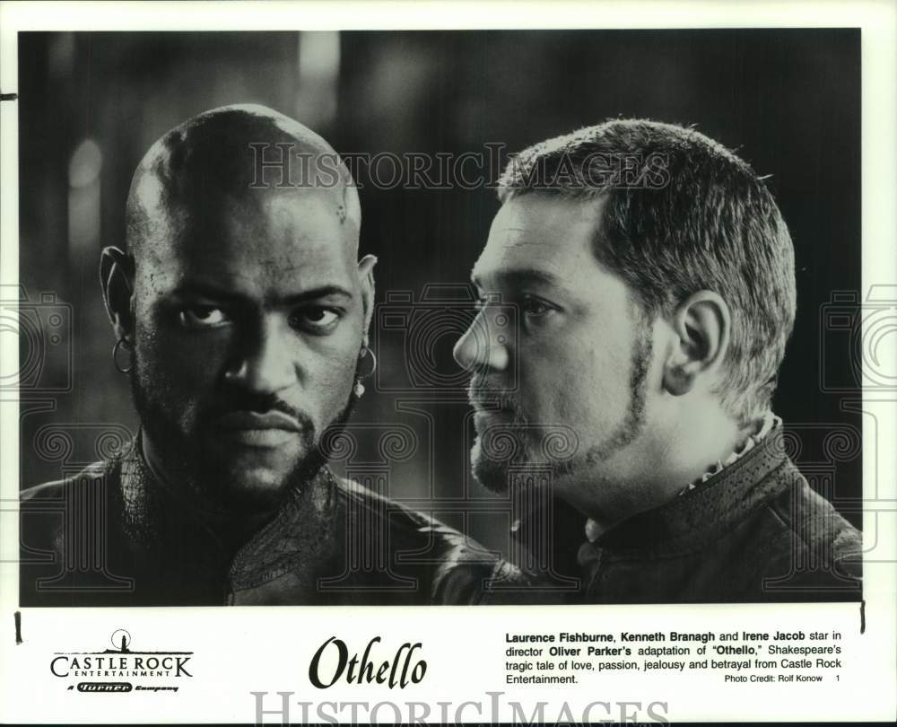 1995 Press Photo Actors Laurence Fishburne and Kenneth Branagh in "Othello"