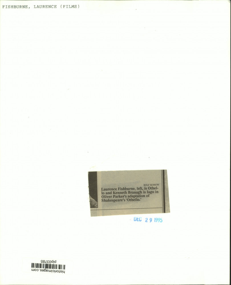 1995 Press Photo Actors Laurence Fishburne and Kenneth Branagh in "Othello"