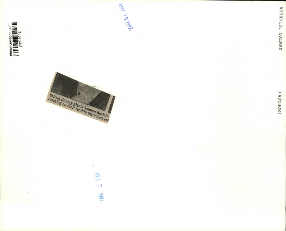 1993 Press Photo Author Salman Rushdie on "...talking with David Frost"