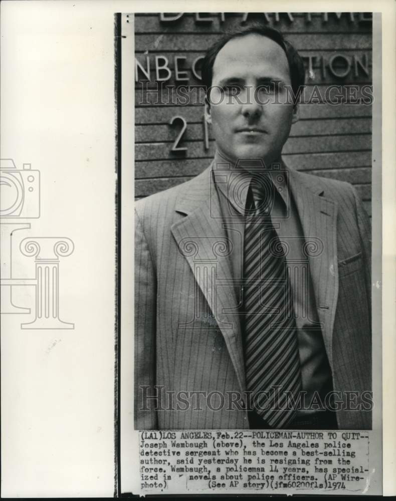 1974 Press Photo Joseph Wambaugh, Los Angeles Police Officer & Author