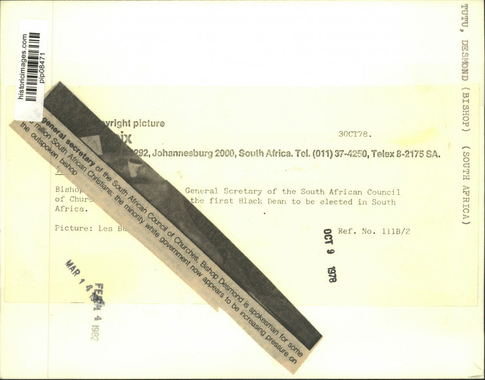 1982 Press Photo Bishop Desmond Tutu, Spokesman for South African Christians