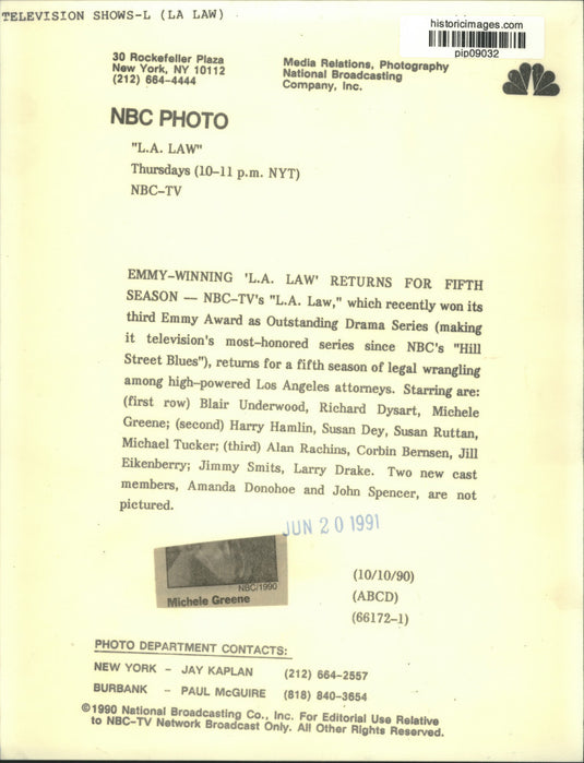 1990 Press Photo "L.A. Law" Television Show Cast Members - pip09032
