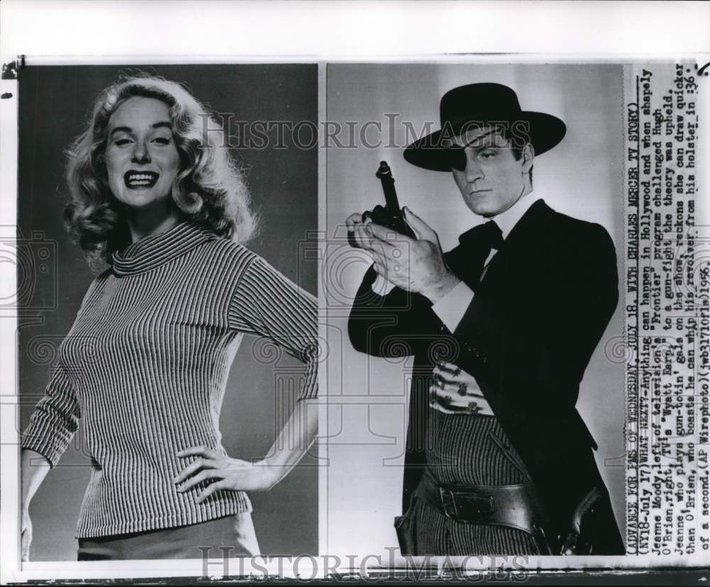 1956 Press Photo Actress Jeanne Moody & Actor Hugh O'Brian - pip11026- Historic Images