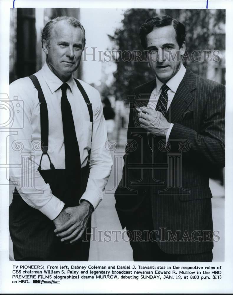 1986 Press Photo Dabney Coleman &amp; Daniel J. Travanti in &quot;Murrow&quot; HBO Movie- Historic Images