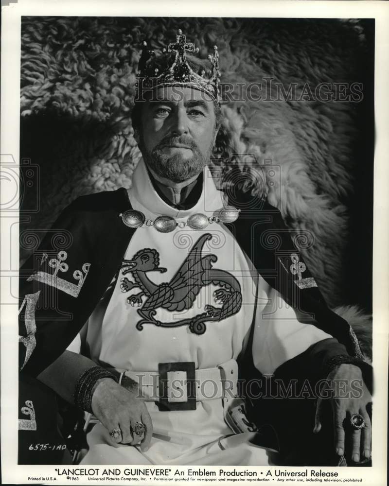 1963 Press Photo Actor Brian Aherne as King Arthur in &quot;Lancelot and Guinevere&quot;- Historic Images