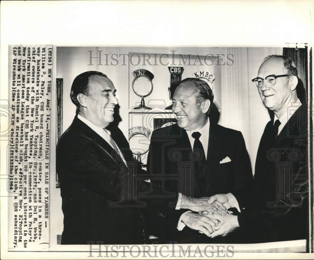 1964 Press Photo William S. Paley, Daniel R. Topping, & Del E. Webb - pip14272- Historic Images