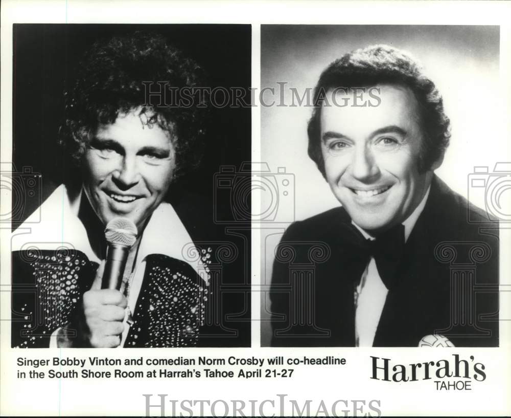 1978 Press Photo Singer Bobby Vinton and comedian Norm Crosby at Harrah&#39;s Tahoe.- Historic Images