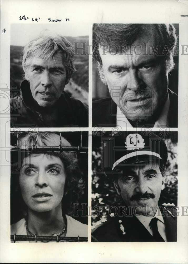 1978 Press Photo James Coburn, Robert Culp, Susannah York and Charles Aznavour.- Historic Images