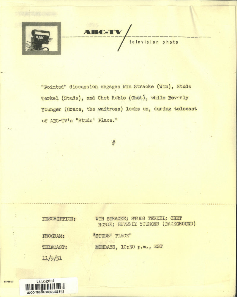 1951 Press Photo Win Stracke; Studs Terkel; Chet Robie; and Beverly Younger