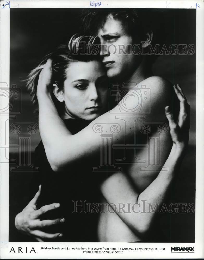 1988 Press Photo Bridget Fonda and James Mathers in a scene from &quot;Aria.&quot;- Historic Images