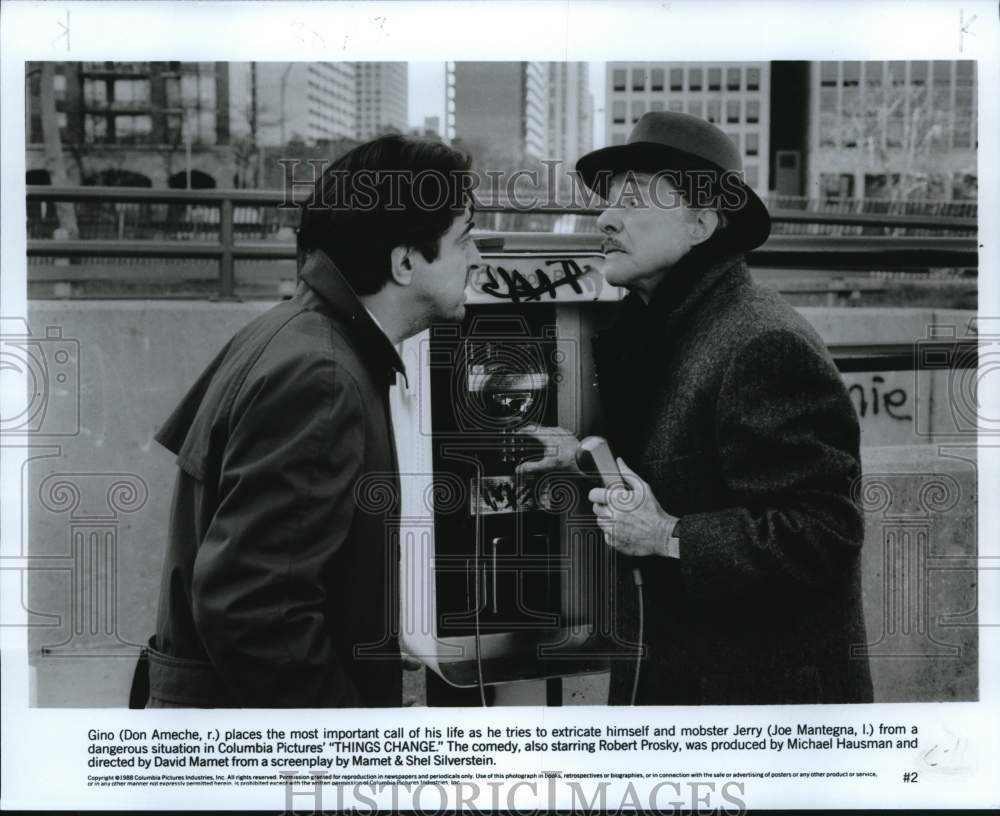 1988 Press Photo Don Ameche & Joe Mantegna in "Things Change" Film - pip23136- Historic Images