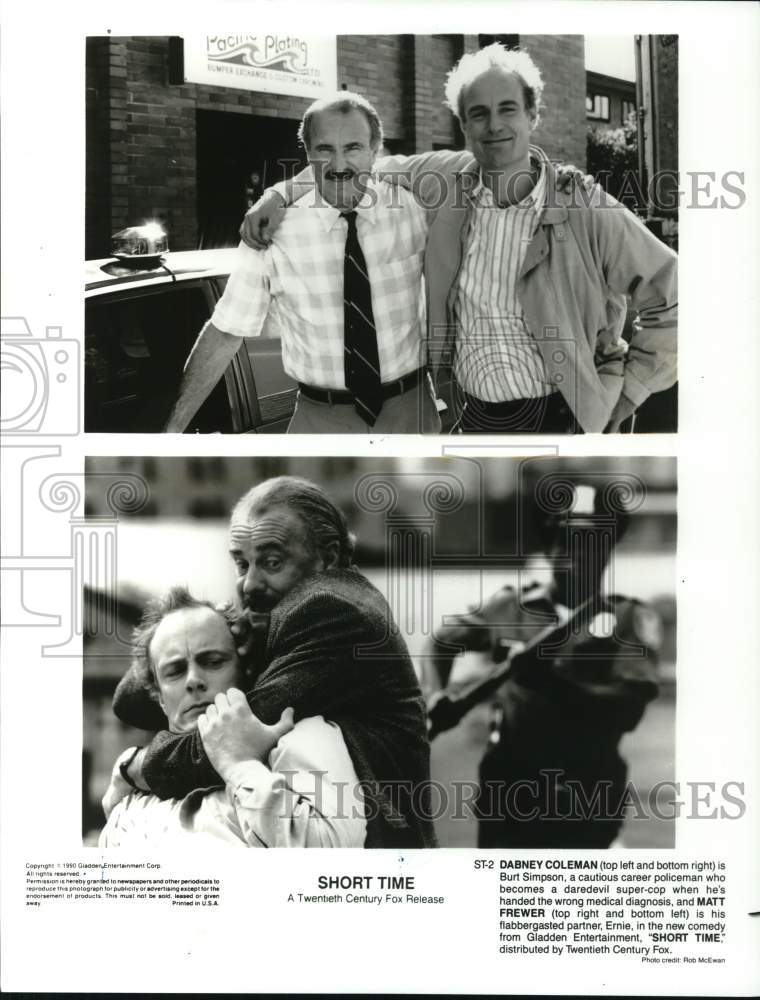 1990 Press Photo Dabney Coleman and Matt Frewer in scenes from &quot;Short Time.&quot;- Historic Images