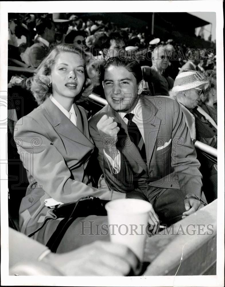 1949 Press Photo Actress Barbara Lawrence & Bob Neal at Polo Match - pip29291- Historic Images